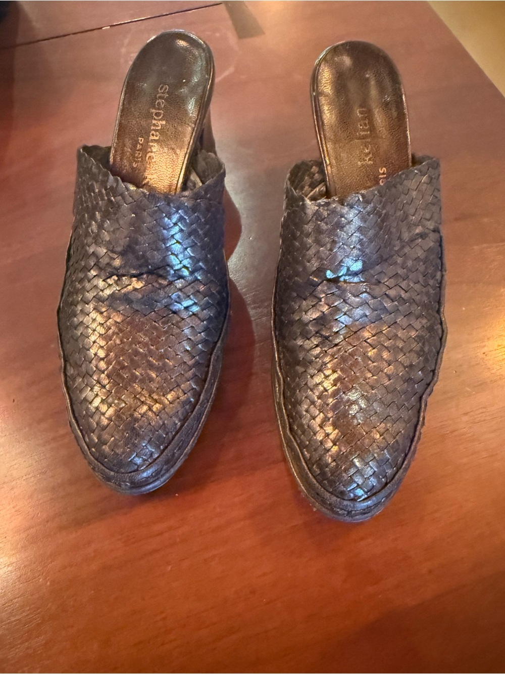 Stephane Kelian Black Woven Leather Slip-On  41/2